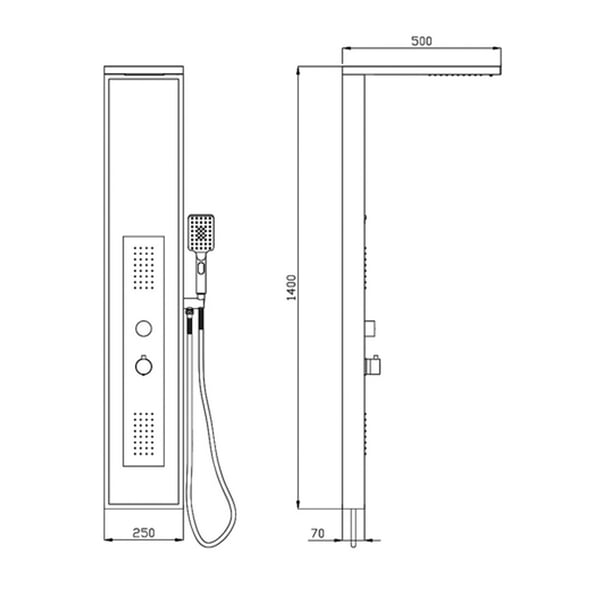 Στήλη Ντους-Υδρομασάζ Elli Λευκό Γυαλιστερό